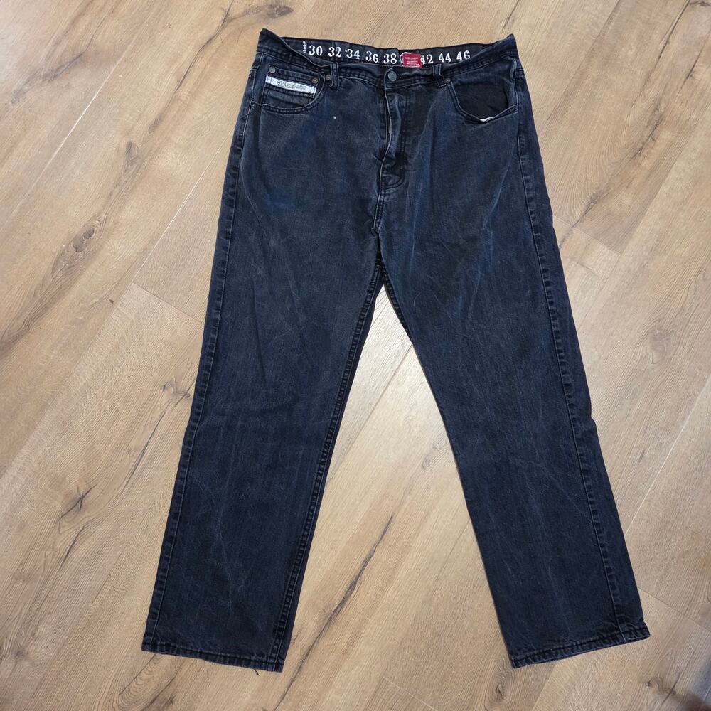 Akademiks Black Wash Denim Baggy Straight Leg Jeans Y2K Hip Hop 40 x 34 EUC